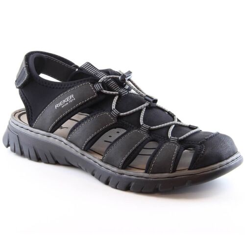 Rieker 26770-00 men's comfortable black built-in sandals - Zdjęcie 1 z 5