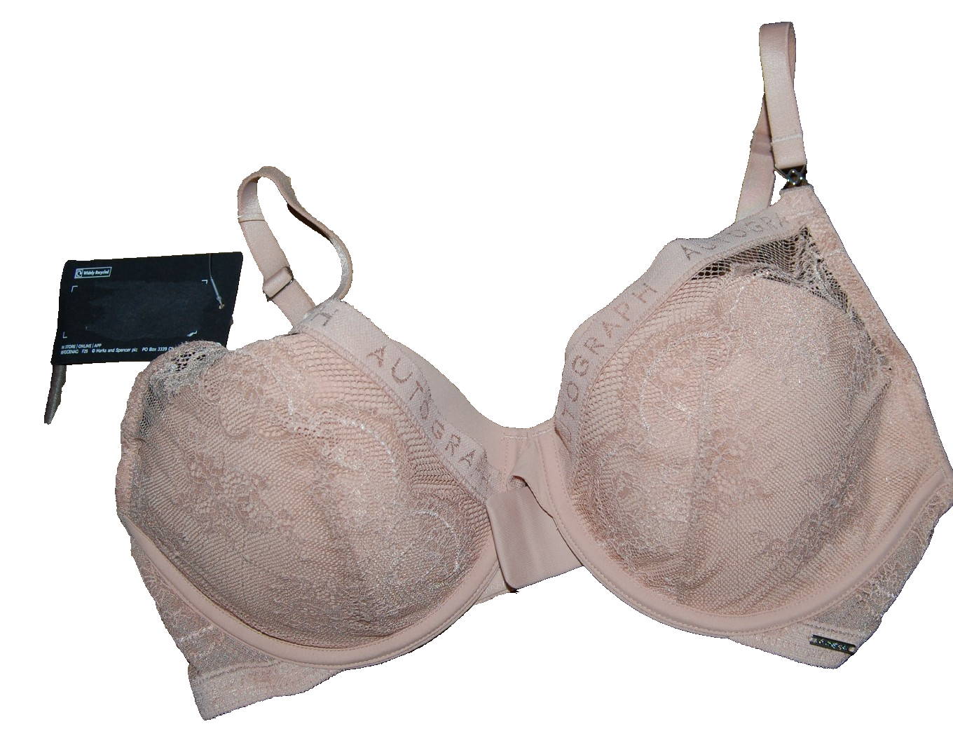 M&S Autograph Plunge Underwired Padded Bra Rose Quartz UK 38C EUR 85C BNWT