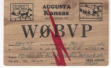 Scheda radio QSL 1952 Augusta Kansas
