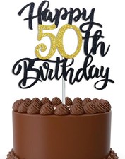 50th Birthday Cake Topper for Men and Women, Happy 50th Birthday Decorations,