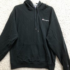 Champion Hoodie Large Adult Black Pullover Sweatshirt Athletic Sportswear Mens L
