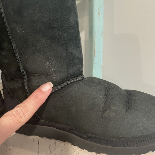 Ugg Girls Suede Shearling Lined Mid Calf Classic ll Comfort Boots Black Size 2 - Picture 6 of 9