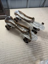 Vintage Chicago Skate Co. Adjustable Metal Roller Skates w/ Leather Straps