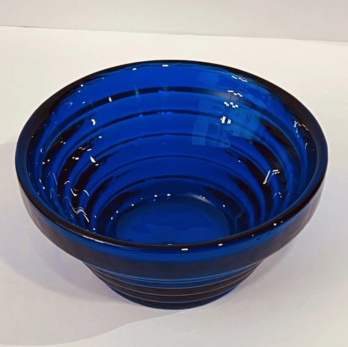Blenko Cobalt Blue 6.5” Beehive Pyramid Glass Bowl Handcrafted with LABEL