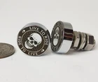 Motorcycle License Plate Bolts Skull Live to Ride, Set 2 Harley Biker Screws