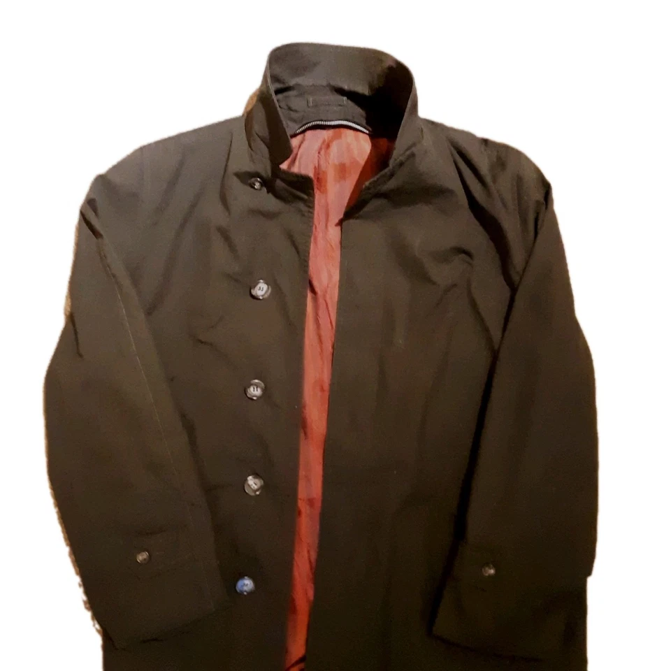 Gabardina negra vintage para hombre "Great Dane" Estados Unidos - Hecha en Boston/años 60��  Foto 2 de 4