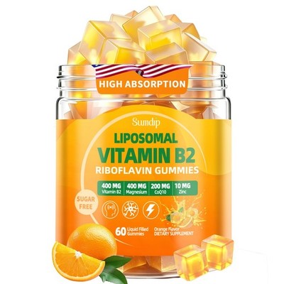 Vitamin B2 Gummies, Liposomal Riboflavin 400mg Supplement for Kids & Adults -...