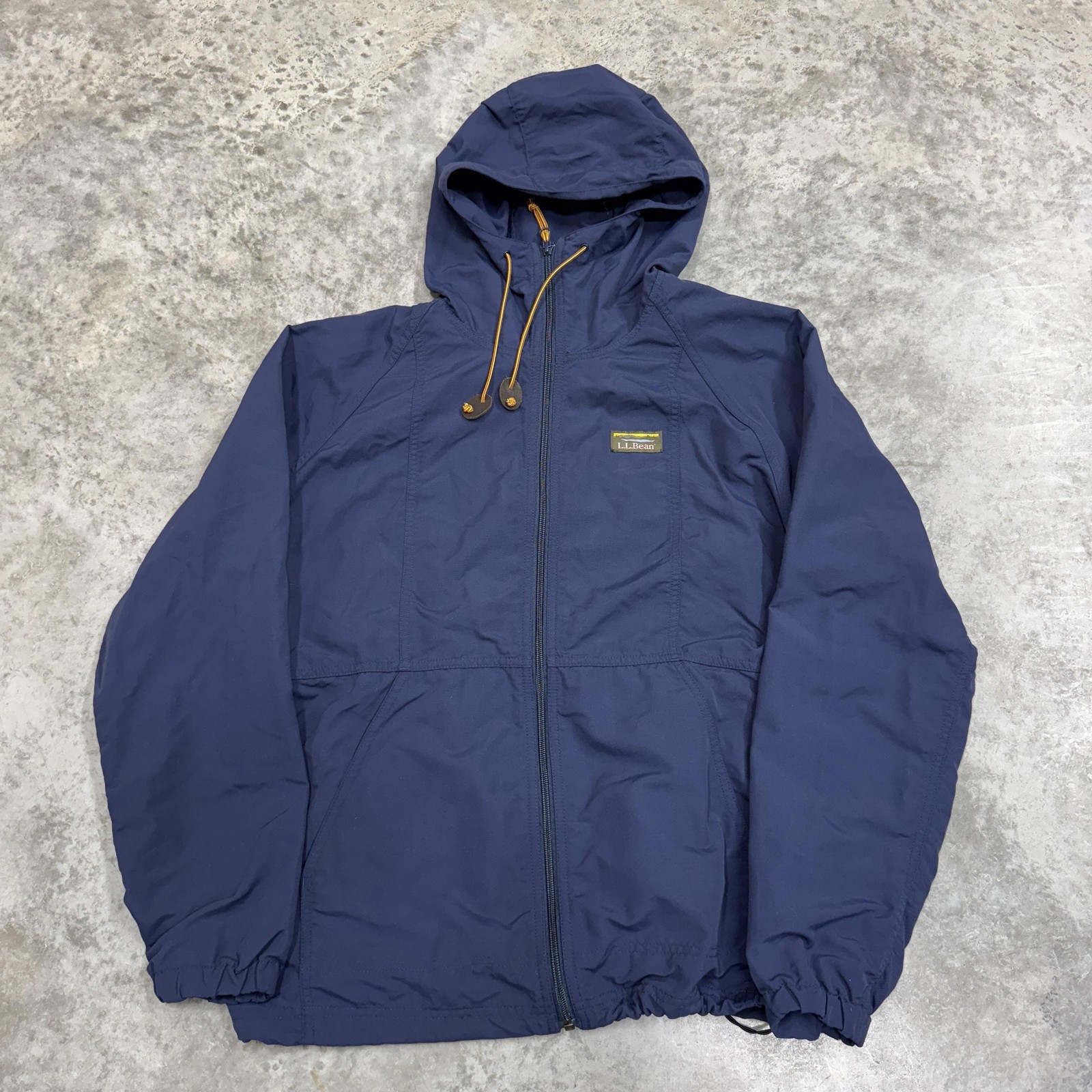 L.L. Bean Jacket Womens Large Blue Hooded Full Zip Lightweight Windbreaker