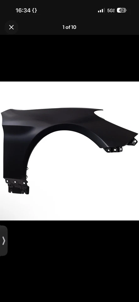 适用于 2010 - 2016 现代 Genesis Coupe 底漆钢前右挡泥板 663212M000 — 第 2/4 张图片