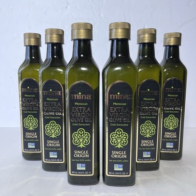 6 Mina Moroccan Extra Virgin Olive Oil Lot, Single Origin Cold Extraction 16.9oz