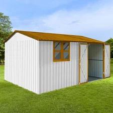 Metal Garden Shed 10x12ft Outdoor Large Lockable Waterproof Storage Tool House