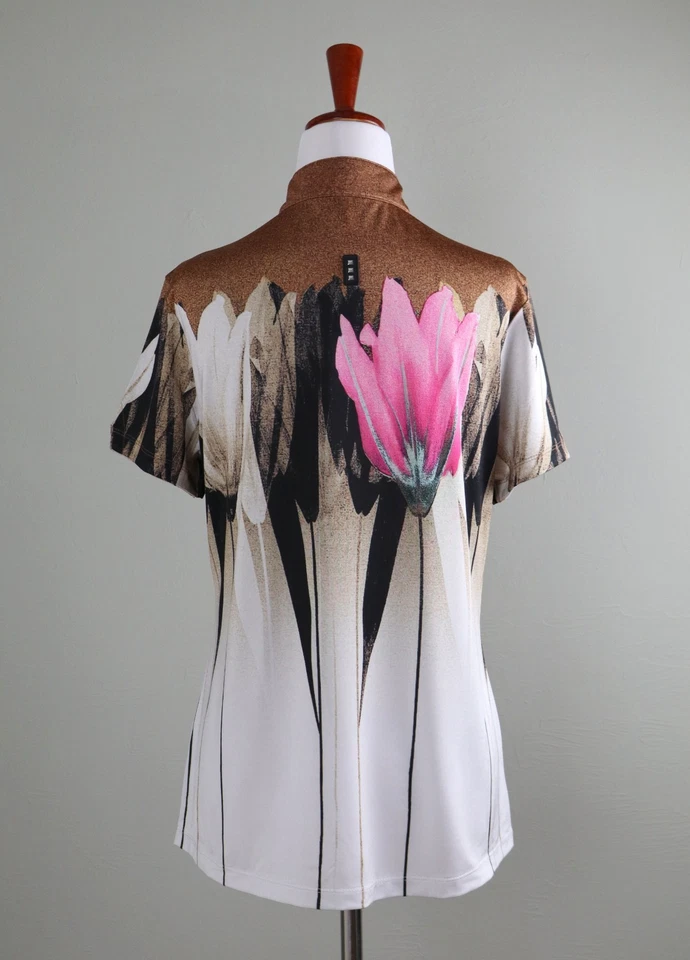 JAMIE SADOCK 115 美元弹力花卉高尔夫运动 1/2 拉链上衣,尺寸 M — 第 4/4 张图片