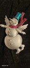 Vintage Signed JJ Jonette Enameled Snowman Angel Silver Tone Brooch  Christmas  — photo 5