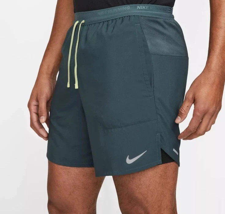Nike Stride Dri-FIT Mens Sz XXL 7" 2-in-1 Running Shorts Green/Black DM4759-328