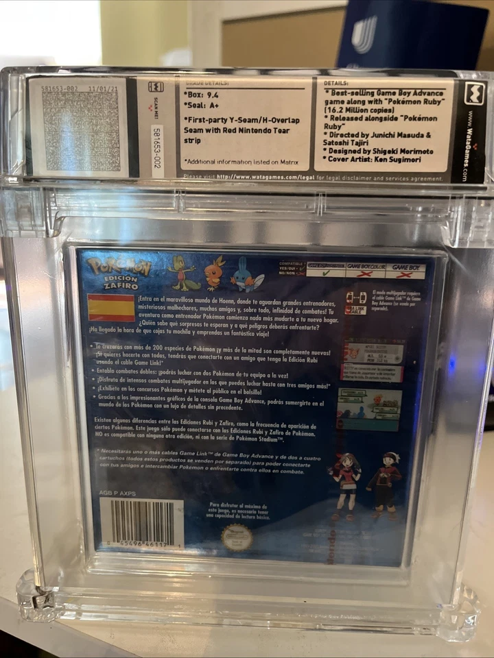 WATA 9.4 A+Pokemon Zafiro Sapphire Version Game Boy Advance GBA Spanish Seal NEW - Image 2 of 4
