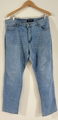 Jackson & Briggs Men's Comfort Stretch Straight Fit Jean, Size 38x32- Soft Blue