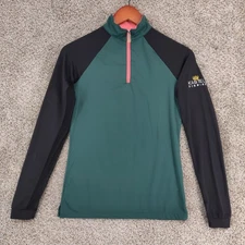 Kastel Denmark Sun Shirt Womens Size XS Green Black Sleeves Equestrian 1/4 Zip