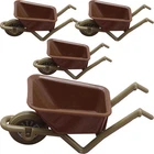 4 Pcs Miniature Wheelbarrow Decoration Dollhouse Wash Micro Garden Decors