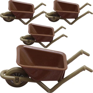 4 Pcs Miniature Wheelbarrow Décoration Dollhouse Laver Micro Garden Decors
