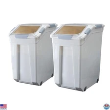 33L Rice Storage Container 2 Count with Measuring Cup, BPA Free, White, 50 lbs