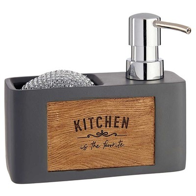 Flüssigkeitsspender Küchenspender Küchendosierer mit Schwamm 15x6x13 cm grau