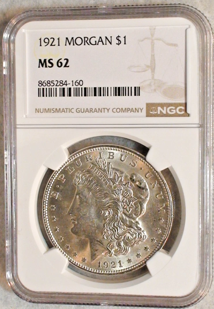 1921年モルガンダラーMorgan Dollar銀貨 MS62 CAG認定 MS 62 Graded