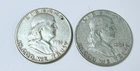 FRANKLIN HALF DOLLAR SILVER LOT OF 2 - 90% SILVER - FREE SHIPPING #8469