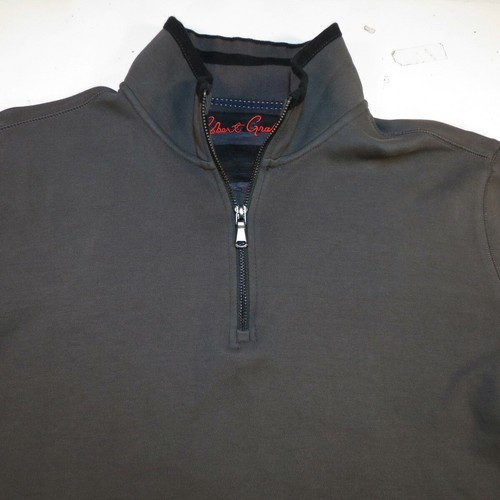 ROBERT GRAHAM DESIGNER 1/4 ZIP UP SWEATSHIRT Sz Mens M Gray - Picture 2 of 4