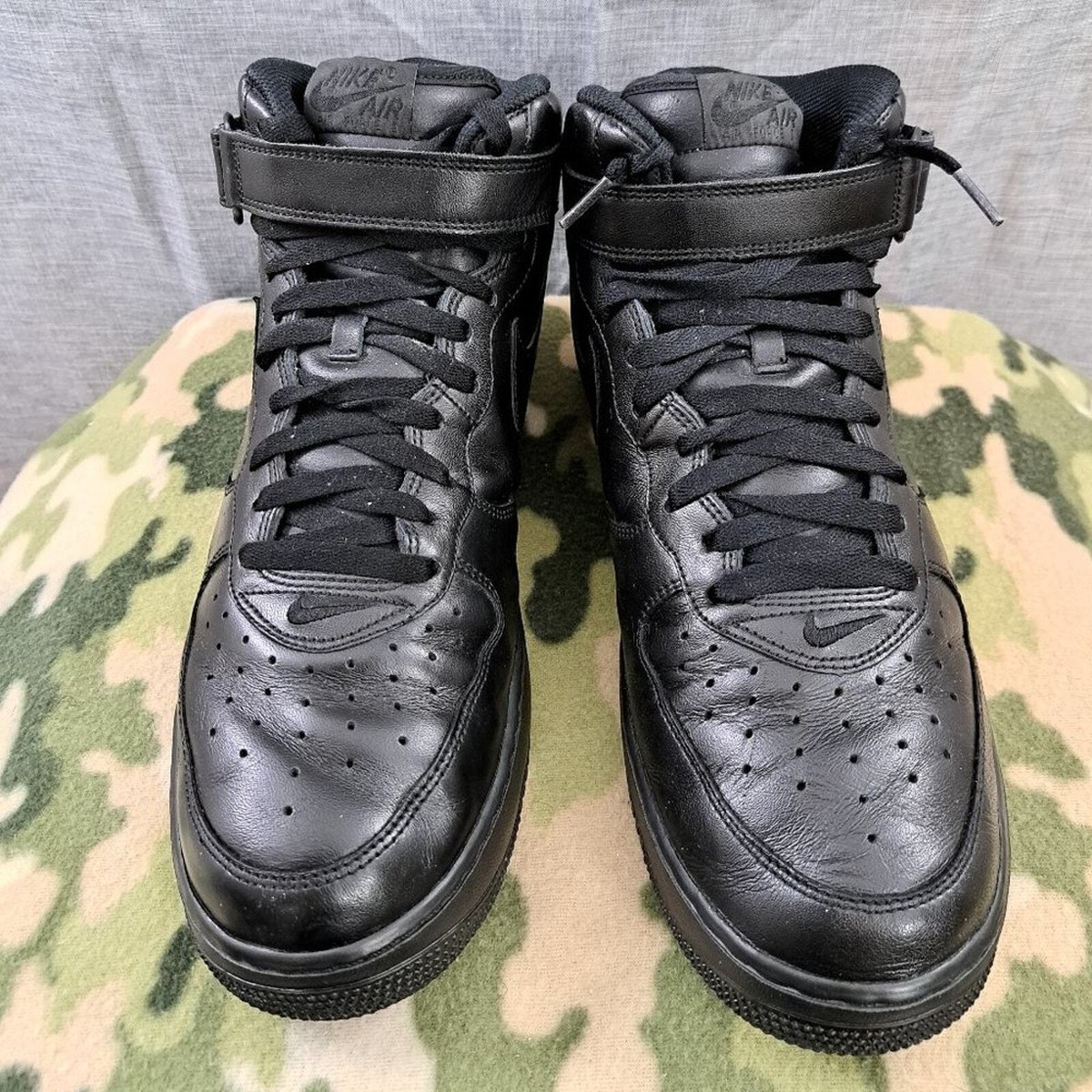 Nike Air Force 1 Mid Black Leather 313643-002 Sneaker 2006