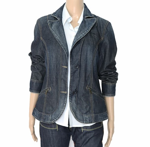 Gas Taglia L Giacca Jeans Denim Donna Monopetto Con Tasche Laterale  Chiusura  | eBay