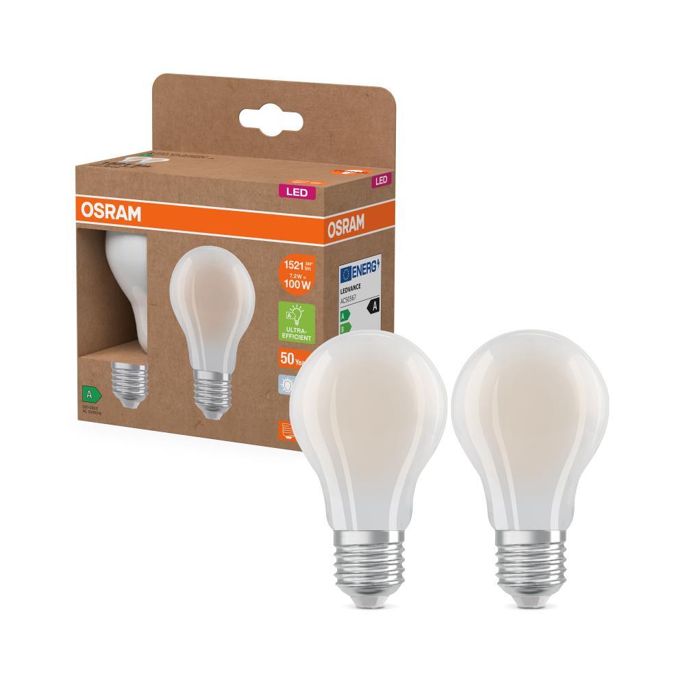 2er OSRAM E27 besonders effiziente LED Lampe 7,2W wie 100W 4000K
