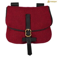 Late Medieval Woolen Belt Bag Renaissance Cosplay Purse Costume Accessory Maroon