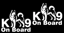 Husky Dog on Board 6" White vinyl decals Car Truck Windows Camper RV Van