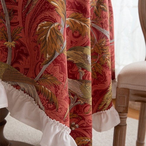 1PC Ethnic Retro Canvas Tablecloth Phoenix Pattern Ruffled Table Runner Cloth - Picture 15 of 20