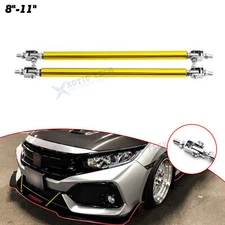 Gold 8"-11" Bumper Lip Splitter Rod Strut Tie Bars For Honda Accord Civic CR-V