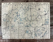 SPOONER WISCONSIN VACATION MAP / BROCHURE - CIRCA 1940’s RARE ORIGINAL