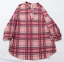 Dear Scarlett Women's Lizzy Plaid 3/4 Sleeve Top CD4 Mauve/Magenta Small 