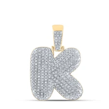 10kt Yellow Gold Mens Round Diamond "K" Letter Pendant 3/4 Cttw Style 149925