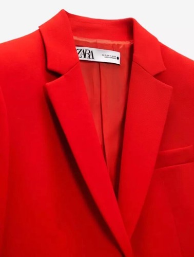 ZARA NEW WOMAN FITTED BLAZER WITH POCKETS JACKET 8459/707 RED Size XS - Picture 3 of 6
