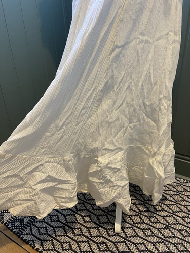 Rare 1970s Wedding Dress With Bell Sleeves Lace Up Front ruffles Size 10 Ossie - Picture 6 of 7