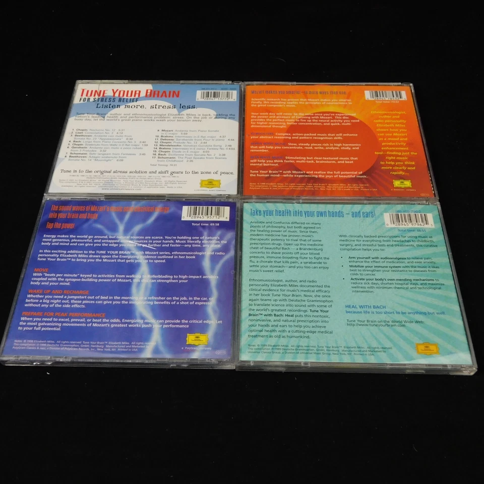 Lot 4 CD Tune Your Brain With Mozart Focus Energize Stress Relief Heal Foto 3 de 4