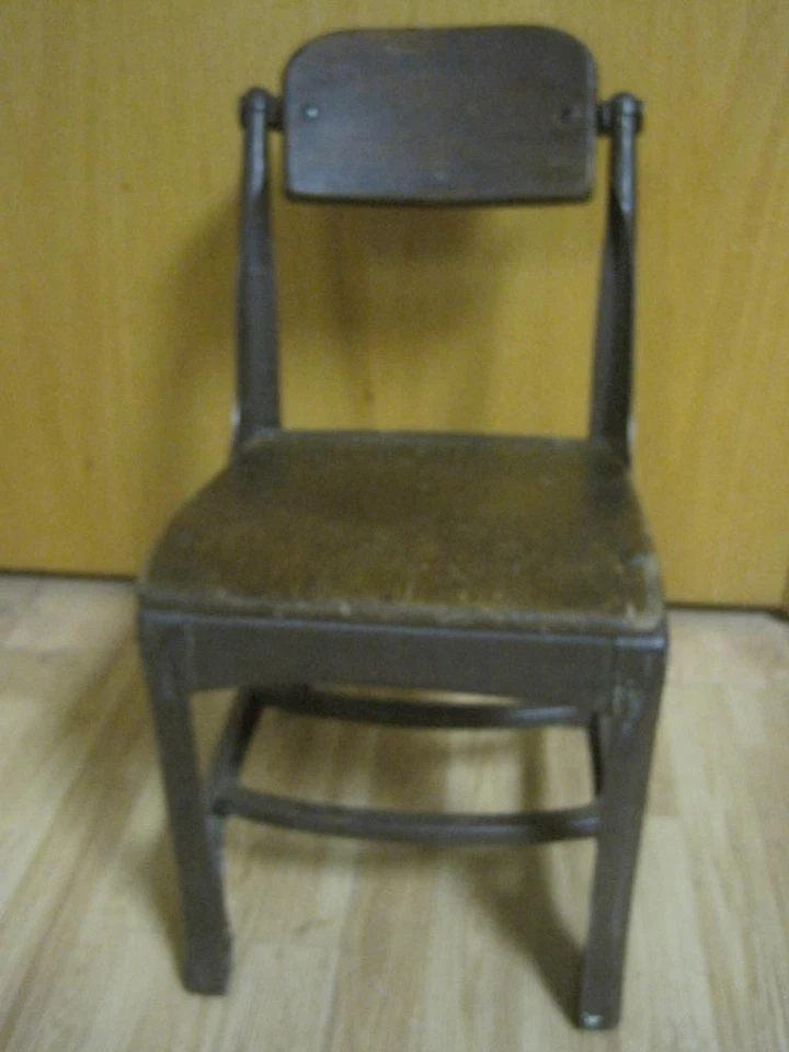 SILLA INFANTIL ANTIGUA DE METAL PARA NIÑOS MADERA MADERA SUPER RARA INDUSTRIAL Foto 2 de 4