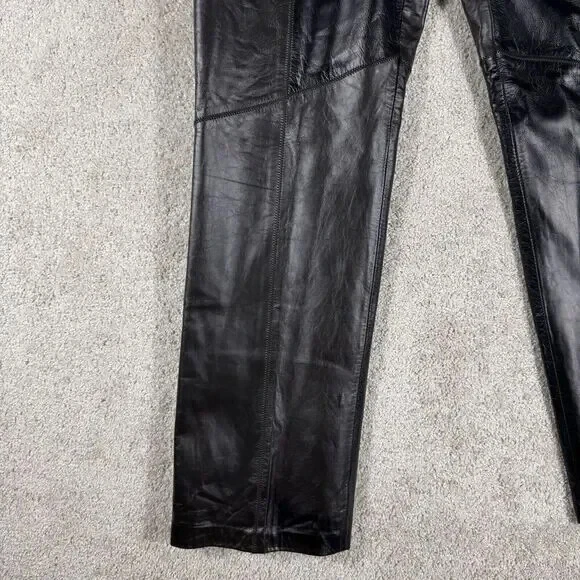 Pantalones Nine West Vintage Y2K 100% Cuero Mujer 12 Marrón Dos Tonos Pierna Recta Foto 4 de 4