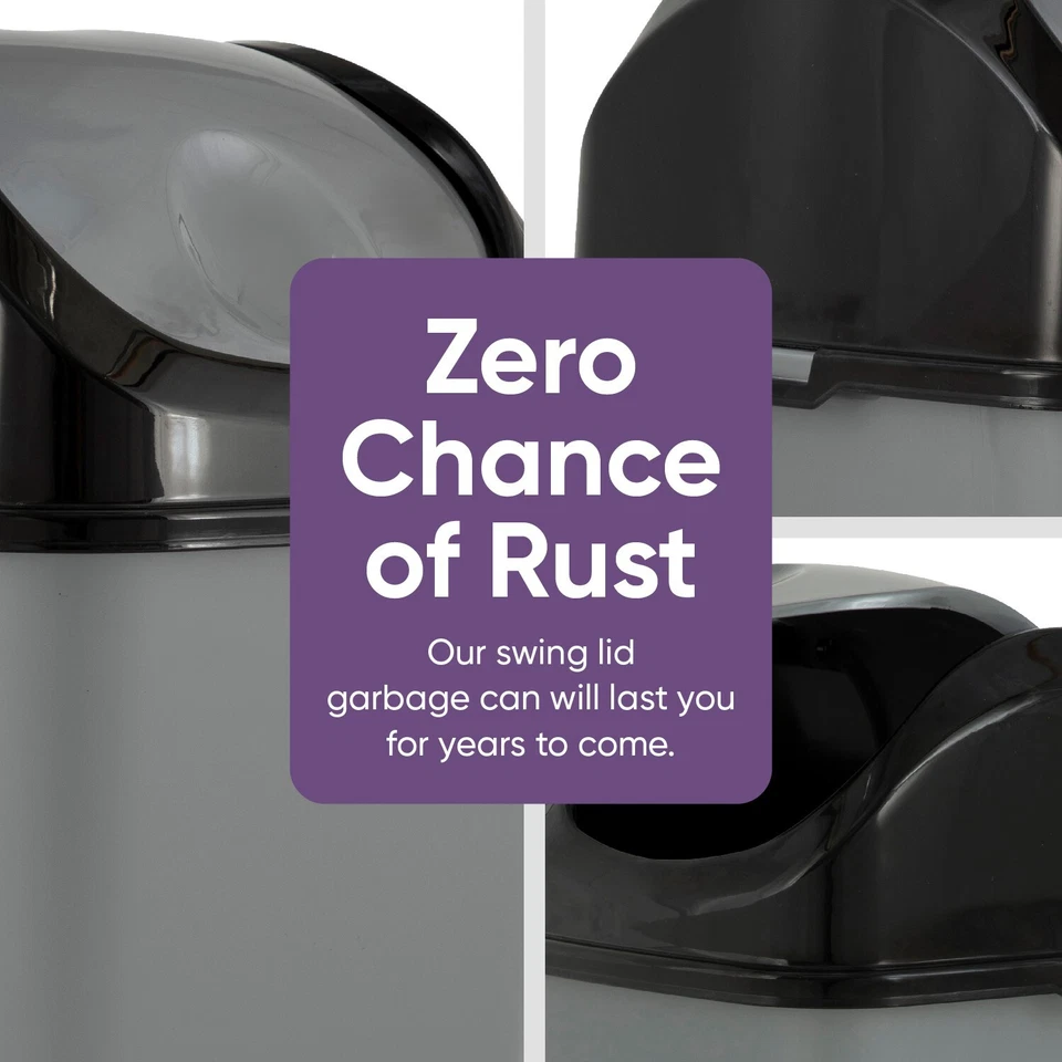 Mini bote de basura de plástico Superio con tapa superior oscilante gris/negro 1,25 galones pequeño desperdicio Foto 4 de 4