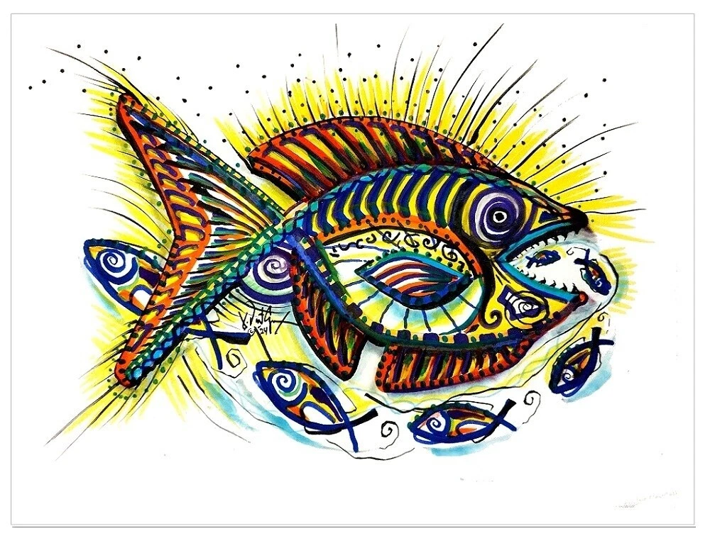 Fishing Art Abstract Paintings