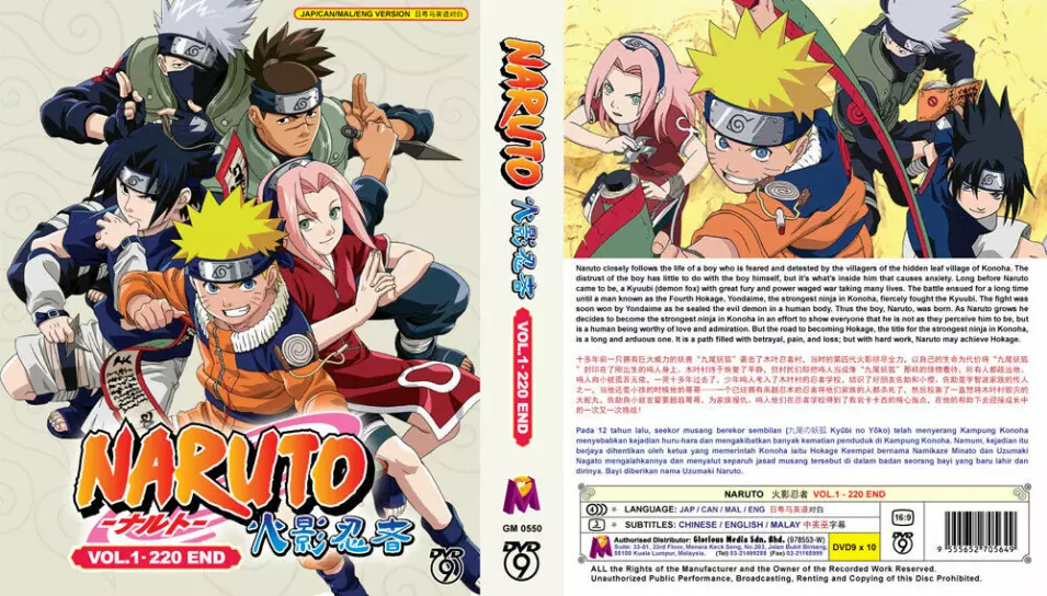 NARUTO - ANIME TV SERIES DVD (1-220 EPS) (FULL ENGLISH DUBBED) SHIP FROM US