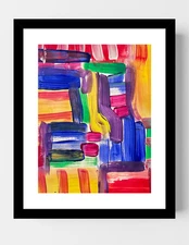 GUAJARDO Original Abstract Expressionism Road Map 12X9 Paper Signed Art