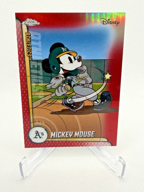 2025 Topps Chrome Update Mickey Mouse and Friends Red Refractor #5/5 Athletics