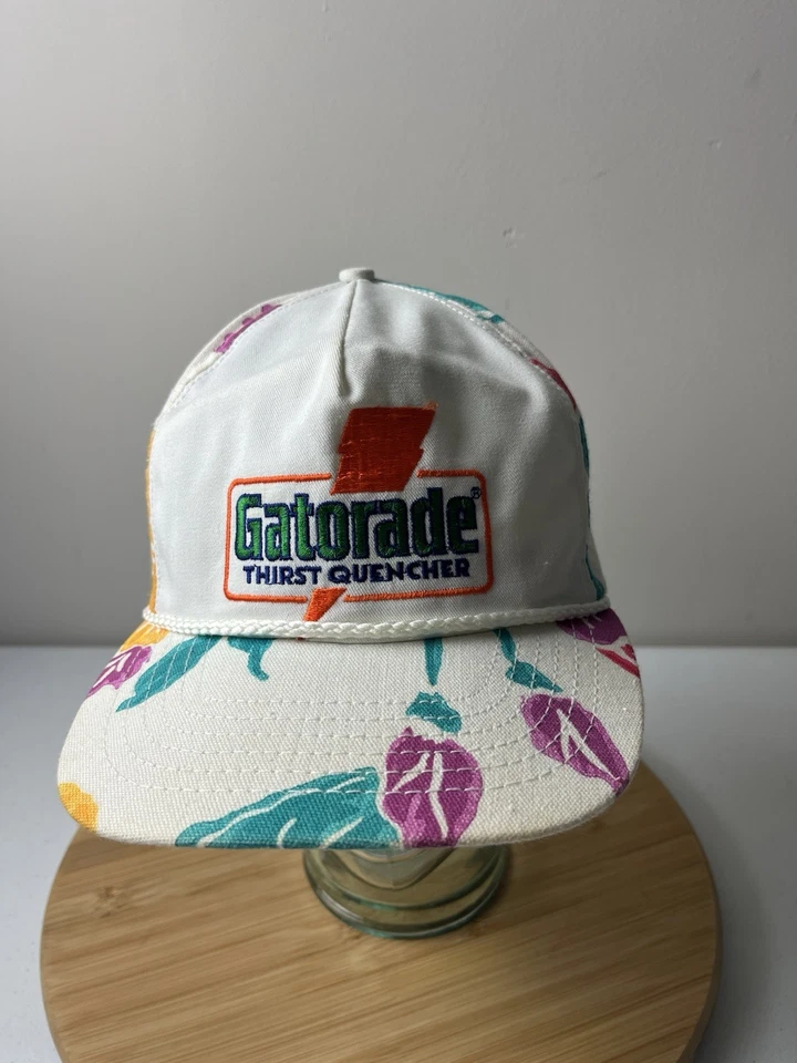 Gatorade Thirst Quencher Vintage Años 80 Floral Correa Sombrero Promo Golf Blanco EE. UU. Foto 2 de 4