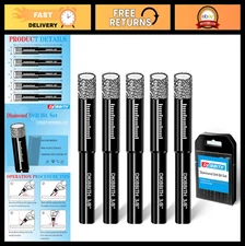 5-Pack 3/8" Dry Diamond Core Drill Bits Set for Tile, Stone, Glass & Brick - Fas
